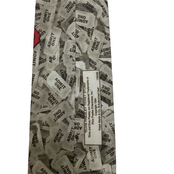 Ralph Marlin Elvis Presley Ticket Vintage Novelty Necktie Polyester - Picture 5 of 6
